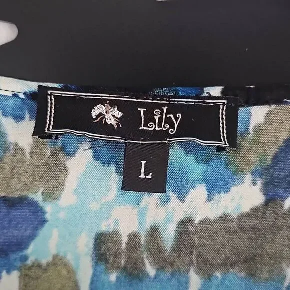 Lily A-line, longsleeve, multicolored dress. Size Large - Picture 5 of 8